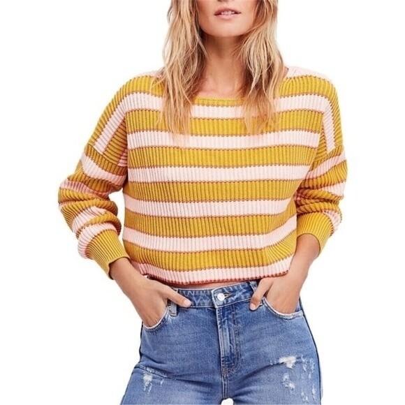 Free People Sweaters - free people just my stripe pullover cropped sweater